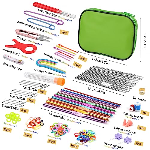 IMZAY 110 Pcs Crochet Hooks Set 0.6–6.5mm Crochet Needles for Yarn - color: Green, size: 110 Pcs