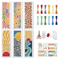 FREEBLOSS 6 Set Cross Stitch Bookmark Kits Bohemian Style - style: Abstarct Blocks