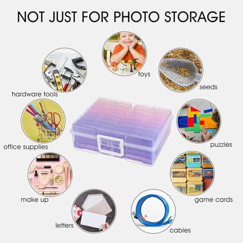 4" x 6" Plastic Photo Storage Case with 16 Inner Photo Boxes - color: Pink & Purple