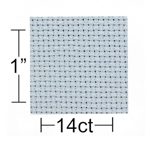 Essentials By Leisure Arts Aida Cloth, 14 Count, Barely Blue Cross Stitch Fabric, Embroidery Fabric, Cross Stitch Supplies for Crafting, Stitching, and Sewing Projects 30X36