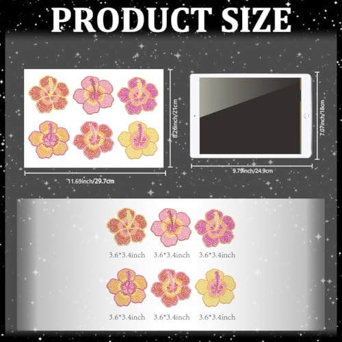 MAYJOYDIY Hibiscus Rhinestone Iron on Transfer Flower Heat Transfer Sticker Rhinestone Colorful Floral Hot-fix Decals Bling Clothing Decoration for Shirt Bag Jeans Pants Jacket Pillow DIY Crafts