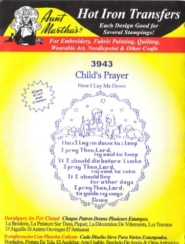 Child's Prayer Aunt Martha's Hot Iron Embroidery Transfer