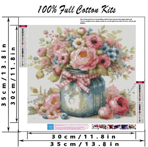 MYBISYMQQ Stamped Cross Stitch Kits - Flower Embroidery Starter Kit for Adult Beginners, Cross Stitch Kits Embroidery Kit Arts and Crafts for Beginners,Crafts for Home Wall Decor 13.7x13.7 inches - color: D070