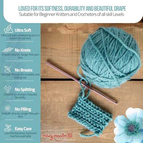 Mary Maxim Starlette Yarn, Soft Acrylic Yarn, 3.5 OZ, 180 Yards, Aqua - color: Aqua
