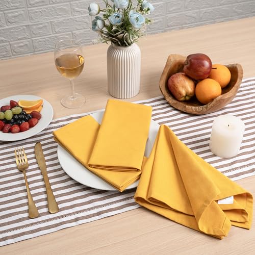 Blue Needles Solid Cloth Napkins 100% Cotton Set of 12-18 x 18 Inches - color: Golden Yellow, size: 18" x 18" (Set of 12)