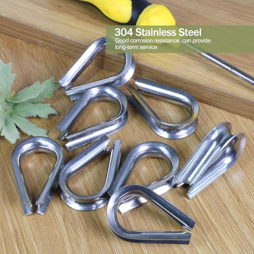 M8 Wire Rope Thimble, 304 Stainless Steel Thimble for 9/32-5/16 Inch Diameter Wire Rope, 4 Pieces - size: M8