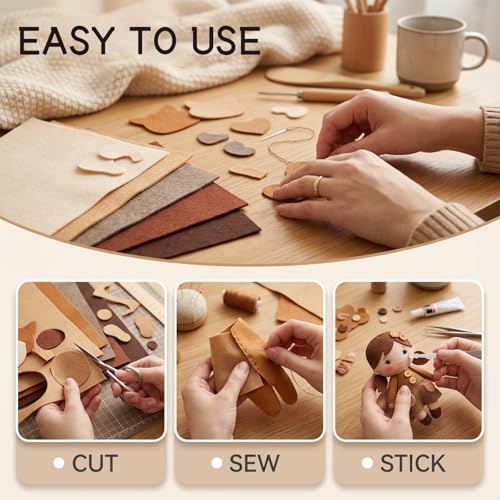 10-Sheet Felt Fabric Sheets - 8×12 inch 5 Colors