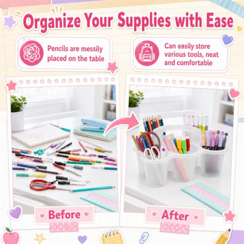 gisgfim 6 Pack Classroom Caddy Organizer with Handle, 6 Compartments, Clear - color: Clear