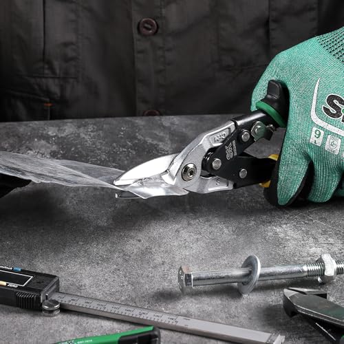 SK 10-Inch Tin Snips Heavy Duty, Straight Cut Aviation Snips, Cr-Mo Steel - size: 10" Straight Cut