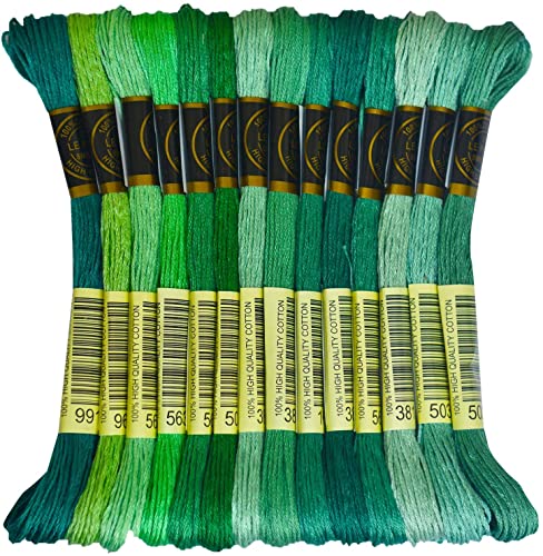 Blue Green Gradient Color Embroidery Floss - Cross Stitch Threads - Friendship Bracelets Floss - Crafts Floss - 14 Skeins Per Pack Embroidery Floss - color: Blue Green Gradient