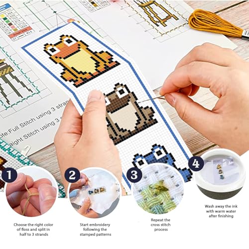 FREEBLOSS 6 Set Cross Stitch Bookmark Kit Cross Stitch Kit Farm Animals Stamped Cross Stitch Bookmark with Instruction Cross Stitch Kits for Adults DIY Bookmark Kit 8.7''x3.15'' - style: Animals
