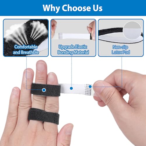 Finger Buddy Straps, 12PCS Finger Buddy Tape Straps Loops, Black - color: Black