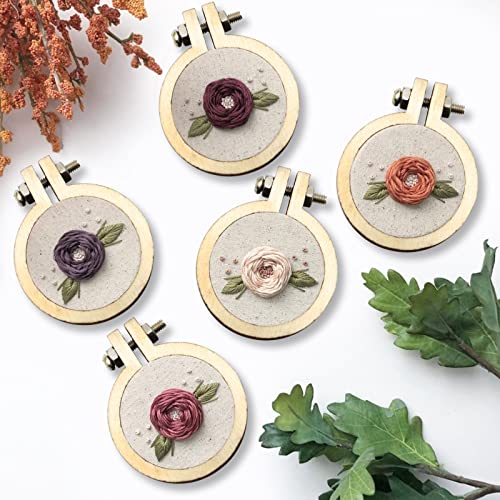 ZOCONE 40 Packs Mini Embroidery Hoops, Small Ring Tiny Embroidery Hoops, Round Wood Hoops for DIY Pendant Embroidery Necklace Jewelry Pendant and Keychain - style: 40 Pack Round Hoops