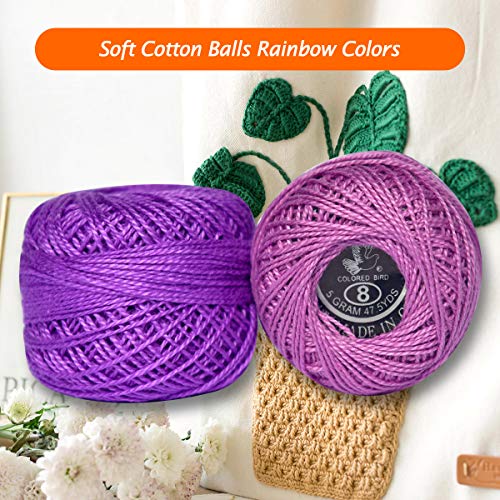Crochet Thread 10 Balls Cardinal Size 8 for Crochet Hardanger Cross Stitch Needlepoint Hand Embroidery (Purple Series) - color: purple series