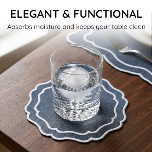 Linen Coasters for Drinks Set of 6, Charcoal - color: 1119 - Charcoal, size: 6 inches