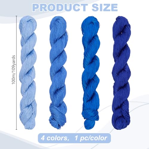 FREEBLOSS 4 Pcs Sashiko Thread Sashiko Skein 100M * 4 Colors Pure Cotton Embroidery Thread Japanese Sewing Threads Quilting and Embroidery Kit Supplies, Dark Blue - color: Navy Blue Theme