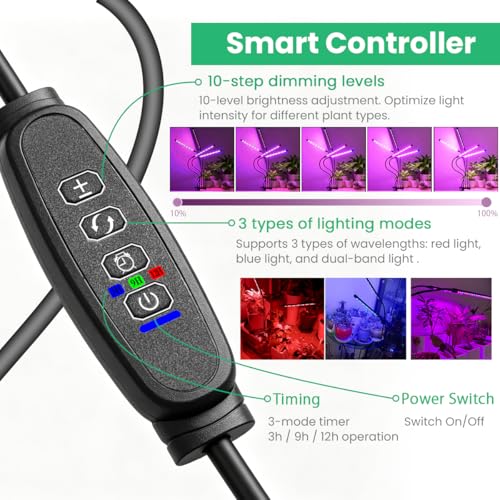 Full Spectrum 4 Heads LED Plant Grow Light for Indoor Plants - size: 4 heads