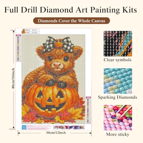 Highland Cow Diamond Painting Kits for Adults, Fall AutumnDiamond Art - color: KM1297-1