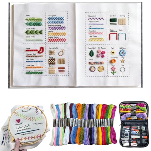 2026 Upgraded Embroidery Kit for Beginners, Embroidery Stitch Book Kit