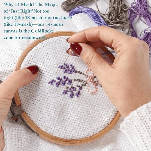 Nyuemystery 3 Pcs 14 Mesh Needlepoint Canvas, 20 x 18 Inch White Blank Polyester Cotton Canvas for Embroidery, Cross Stitch & Knit Crochet Projects - color: 3 Pcs