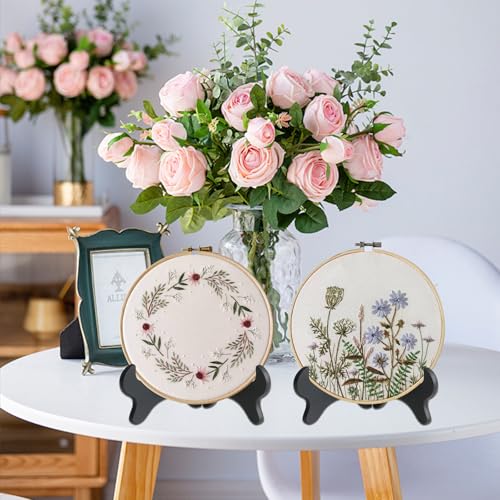 4 PCS Embroidery Hoop Desk Display Holder, Black Plastic Cross Stitch Display Stand for Embroidery Cross Stitch Hoop Needlework Decor