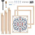 6 Sets 12pcs Needlepoint Stretcher Bars,3 Sizes Canvas,Wall Mount,Splicing Frame for Embroidery/Painting,Includ 12pcs Bars+100 Tracks+Sewing Scissors+Hammer+4 Wall-Mounted Rings+4 Picture Hooks