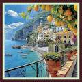 Dooxvey Cross Stitch Kits for Adults Beginners,Full Range of Cross-Stitch Stamped Kits Needlepoint Kits for Beginners Embroidery Kits 11CT Cross Stitch Patterns-Seaside Scenery 18x18 inch - color: Magicolor40