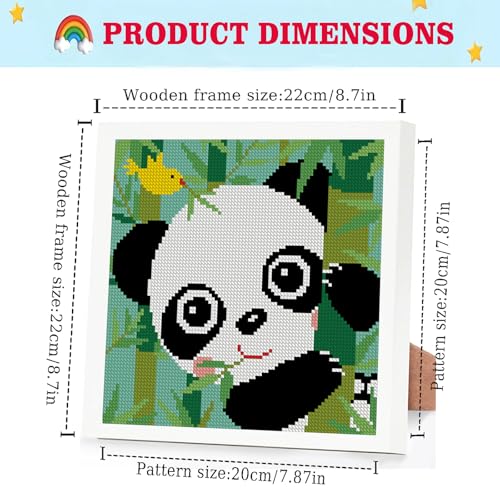 Lzyueyuan Panda Cross Stitch Kits for Beginners,Stamped Cross Stitch for Adults with Framed,Crafts for Girls 8-12 Embroidery Kit,11CT Cross-Stitch Arts and Crafts for Adults 8.7inX8.7in - color: Cross Stitch-1222-5