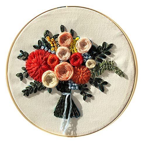 TAORANJU 1 Set Embroidery Kit Punch Needle Kit Cross Stitch Kits with Floral Pattern for Beginners