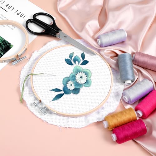 SULIKJHUI 2 Pieces Bamboo Embroidery Hoops Set, 4" and 6" Round Embroidery Hoops, Adjustable Cross Stitch Hoop for Embroideries and Craft Sewing (Natural Wood, 4" & 6Diameter)
