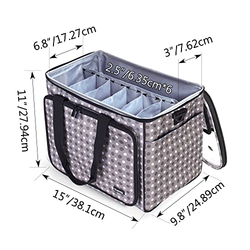 Teamoy Knitting Bag, Yarn Storage Organizer Crochet Bag Tote, Gray Dots - color: Gray Dots