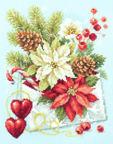 Wizardi Counted Cross-Stitch Kit Merry Christmas! 100-241 Magic Needle. Painted Needle Punch Kits for Adults - color: Merry Christmas!