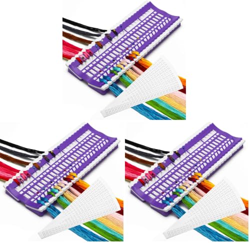 50 Positions Floss Organizer Embroidery Shelf, Luxiv Thread Organizers for Cross Stitch Embroidery Thread Holder with 15Pcs Replaceable Paper Card Sewing Needle, Embroidery Floss Organizer (Pack of 3) - color: Purple, size: 50 Positions (Pack of 3)