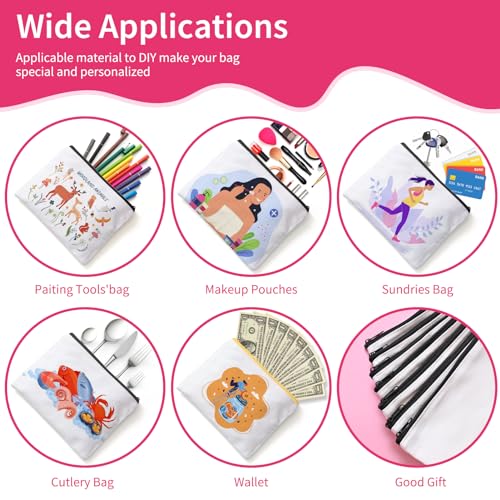AMDAILY 24Pcs Sublimation Blank Canvas Makeup Bags, Bulk Blank Cosmetic Bag - color: White, size: 7.87 x 5.7Inch