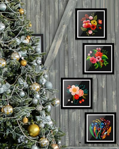 TINDTOP 4 Pack Embroidery Kit for Adult, Embroidery DIY Starter Kit, with Stamped Patterns, Hoop, Tools, Colorful Threads with Needles, Instructions - color: Flowers B
