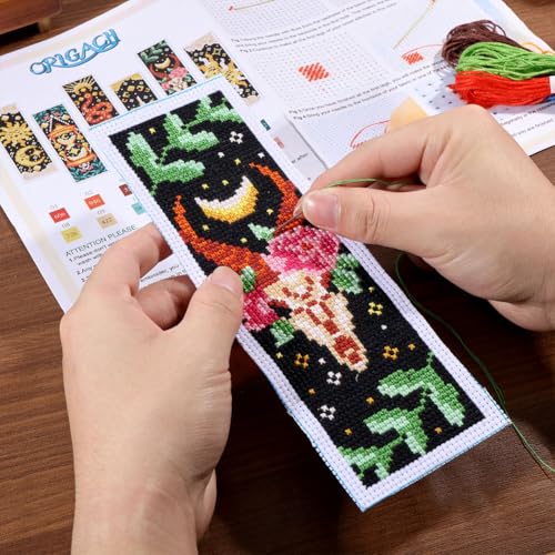 ORIGACH 6 Set Tarot The Sun and Star Cross Stitch Bookmark Kit for Beginner - style: Tarot