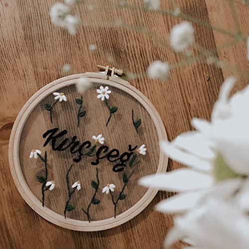 Grehge 3Pcs 3 Sizes Round Bamboo Embroidery Hoop Circle Cross Stitch Hoop Ring for Craft Sewing,with Gold Eye Embroidery Needles, Embroidery Hoop