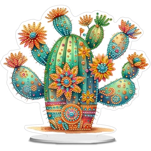 POETRYDRAW Diamond Art Ornament Desktop Kit Cactus, Stand Up Diamonds Painting Ornament for Adults, 5D DIY Special Diamond Gem Craft Tabletop Placement Board Kit - color: Cactus
