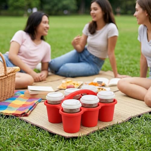 TOPZEA 3 Pack Classroom Caddy Organizer with Handle, 6 Compartments Plastic Table Caddy Drink Cups Holder Caddies Desk Organizer Basket for School & Art Supplies, Pencil, Crayon, Crafts, Home Office