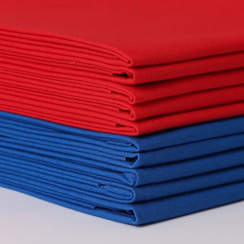 10 Pieces 18 x 21 Inches Cotton Fabric Precut Quilting Fabric Bundles Solid Colors Layer Cakes Quilt Material for DIY Craft Sewing Embroidery (Red Blue) - color: Red Blue