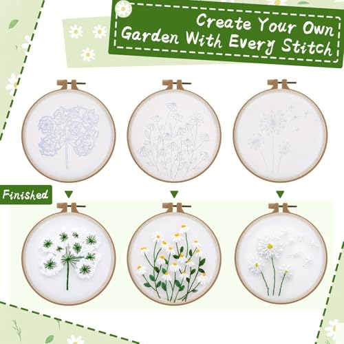Ovveroche 3 Sets Embroidery Kit for Beginners