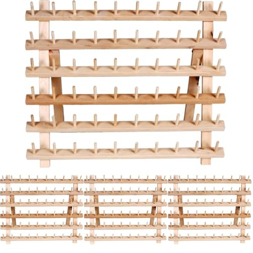 Dritz Wooden Thread Rack – Holds 60 Spools – Wall-Mount or Free-Standing with Pull-Out Legs – Wood Organizer for Sewing, Quilting, & Hair Braiding, 1 Count (Pack of 4) - size: 1 Count (Pack of 4)