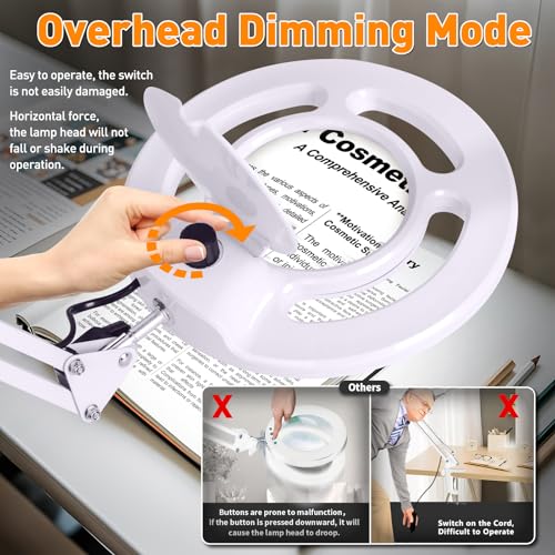 2200 Lumens Magnifying Lamp with Light, 10X Real Glass Lens - color: White
