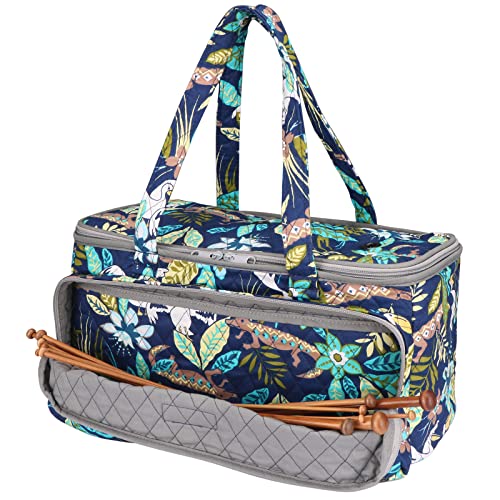 Yarn Bag-Large Size-Yarn Storage Organizer with Grommets-Portable Crochet Bag for Yarn Skeins-Crochet Hooks-Knitting Needles -Other Accessories (Rainforest) - color: Rainforest