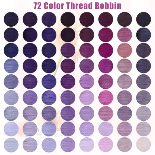 72 Pcs Pre-Wound Bobbins Sewing Thread 72 Colors (Purple) - color: Purple