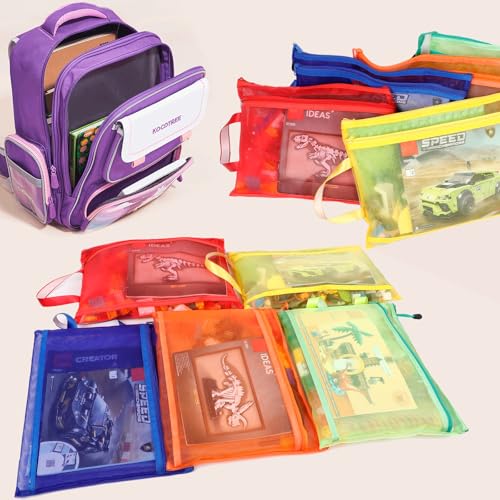 10 Pack 5 Color Mesh Zipper Pouch Bags for Toy Storage & Organization - size: 2L-10A4-RGB