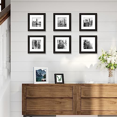 Hongkee 4x4 Black Picture Frames set of 3, Made of Wooden and Real Glass Small Square frame - Display on Table Desk Top or Wall Hanging - color: Black, size: 4x4 in