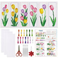 ORIGACH 6 Set Tulip Cross Stitch Bookmark Kit for Beginner - style: Tulip