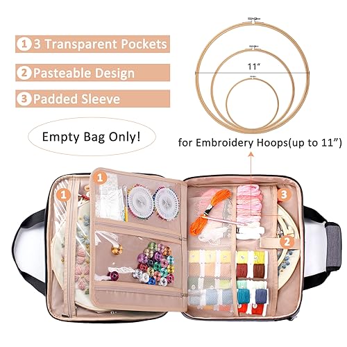 Large Embroidery Bag, Cross Stitch Organizer & Needlepoint Project Bag - color: Grey