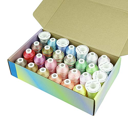 Simthreads 28 Variegated Color Embroidery Machine Thread 1100 Yards Each for Janome Brother Pfaff Babylock Singer Bernina Husqvaran and Most Sewing Embroidery Machines - color: 28 Shades